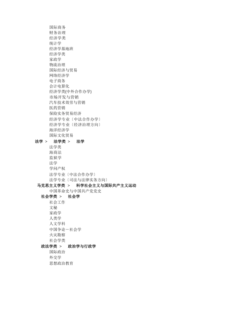 中国高校大学专业大全分类汇总_第2页