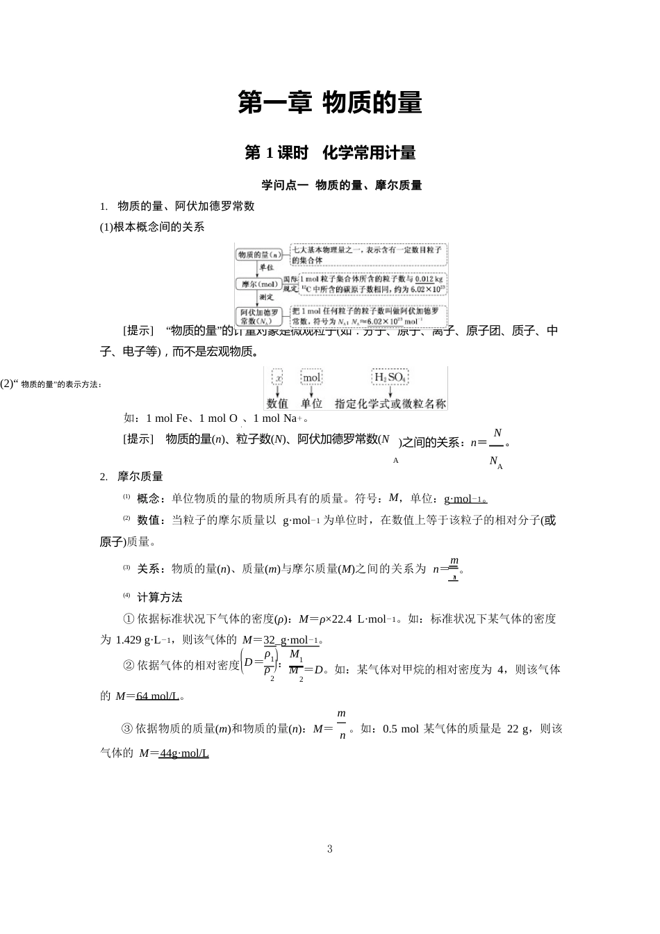 高中化学知识点总结(物质的量)_第1页