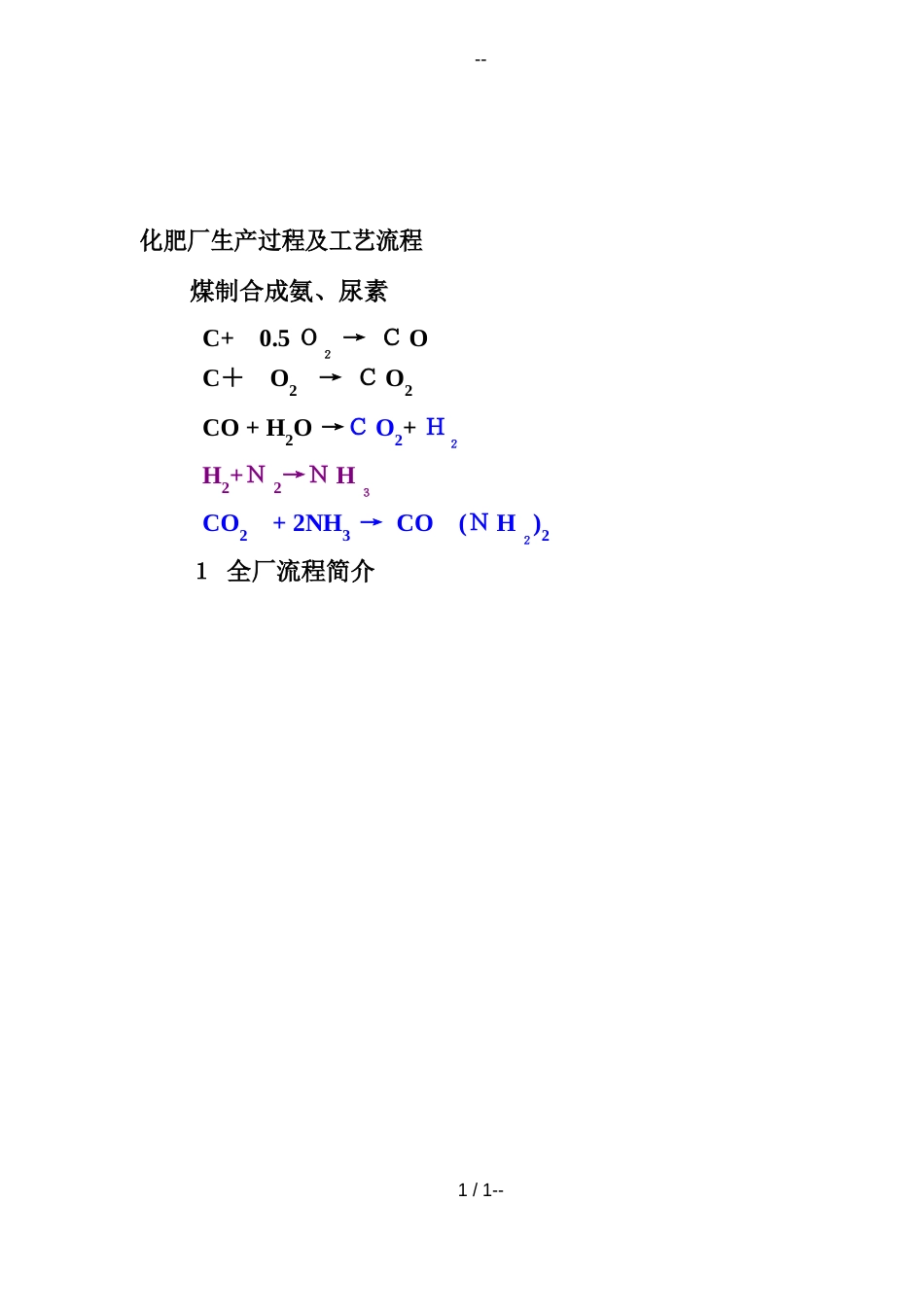 化肥厂生产过程及工艺流程_第1页