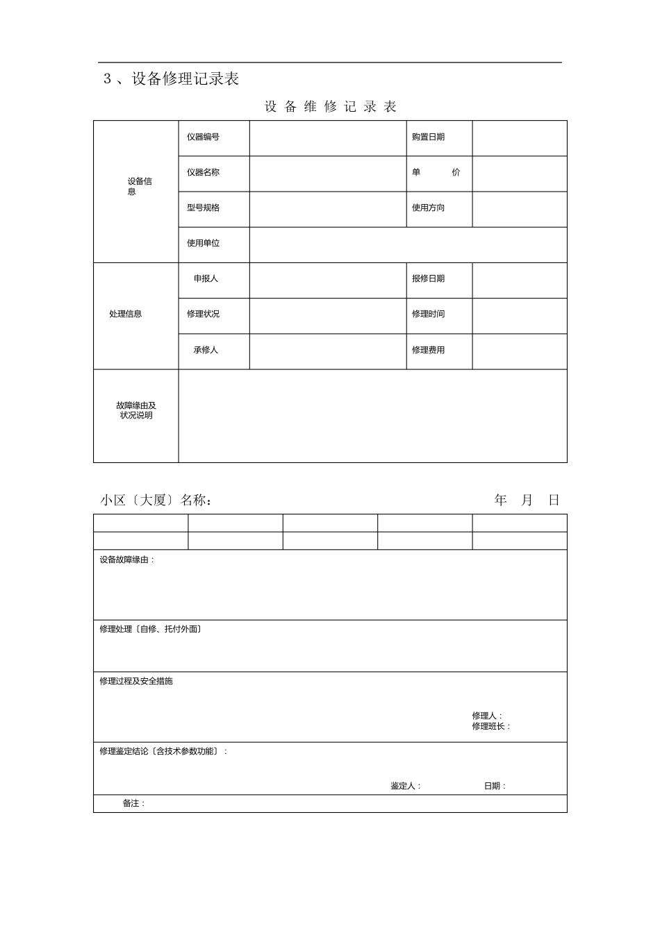 设备运行、故障及维修记录_第3页