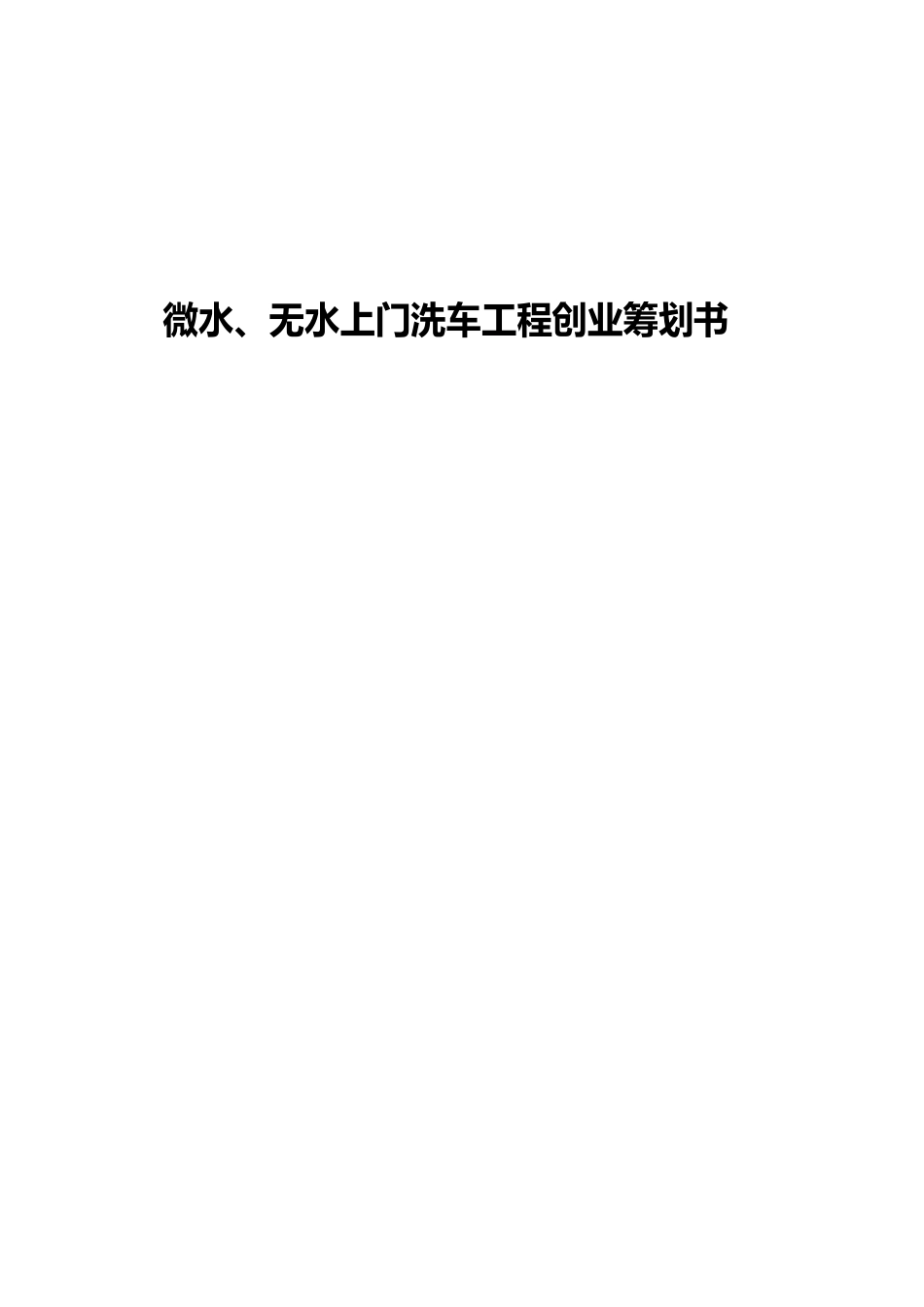 微水、无水上门洗车项目创业策划书_第1页