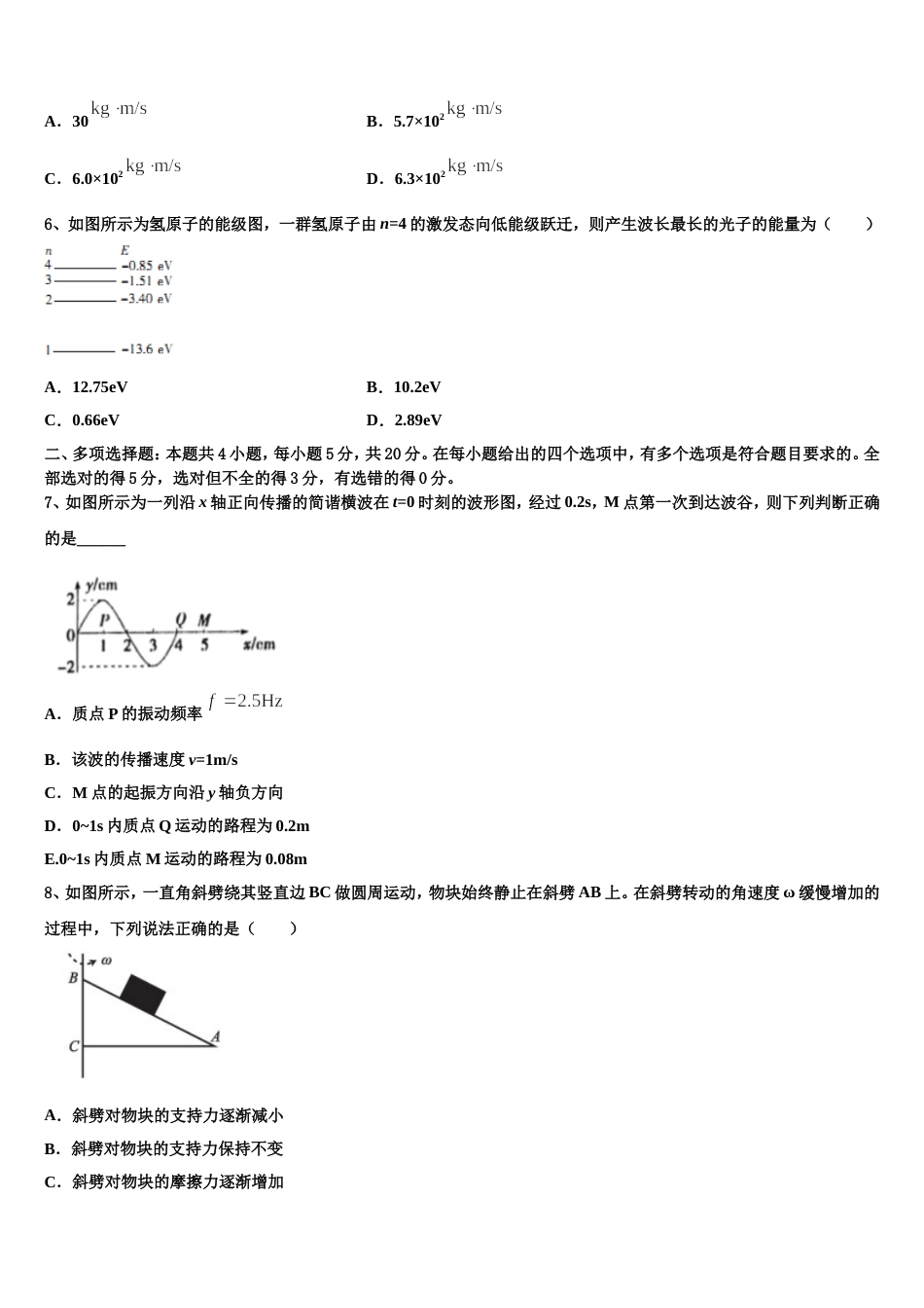 广东广雅中学2022-2023学年高三下学期质量调查（一）物理试题试卷_第3页