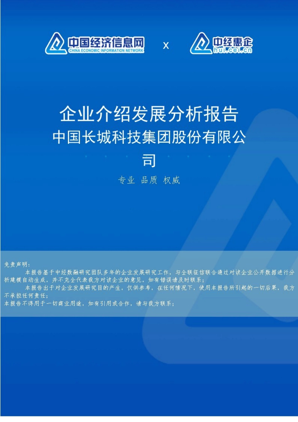 中国长城科技集团股份有限公司介绍企业发展分析报告_第1页