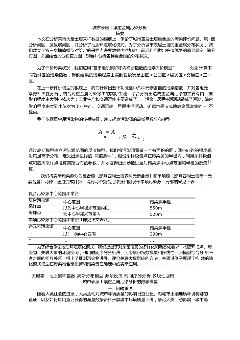 城市表层土壤重金属污染分析报告_第1页