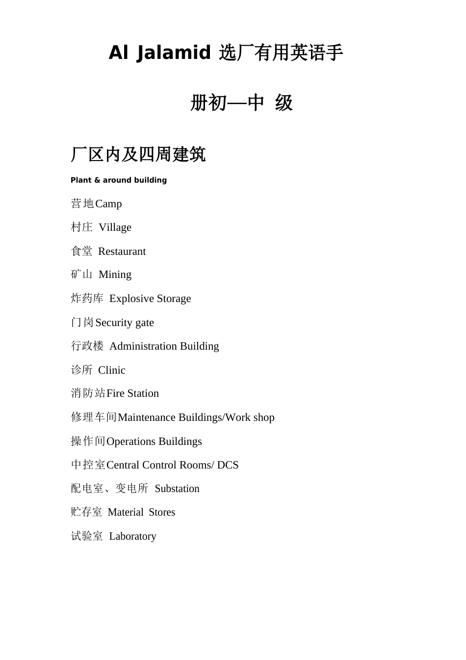 选厂实用英语手册初中级_第1页