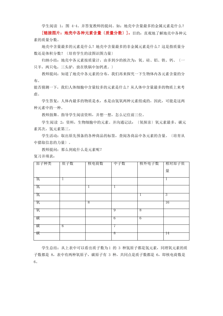 初中化学九年级《元素》教学设计_第2页