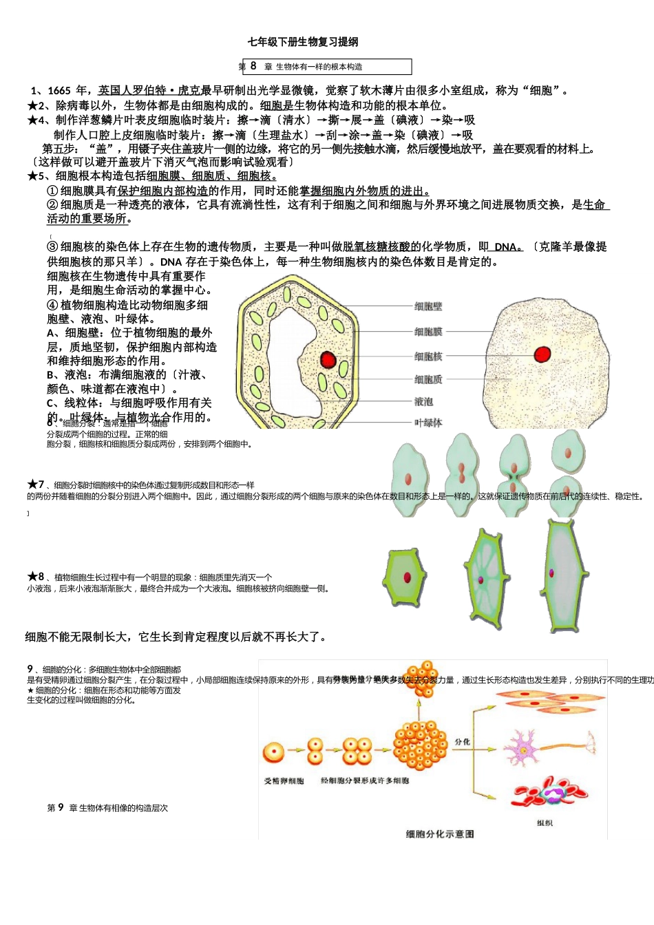 苏科版生物七年级下册知识点总结期末复习资料_第1页