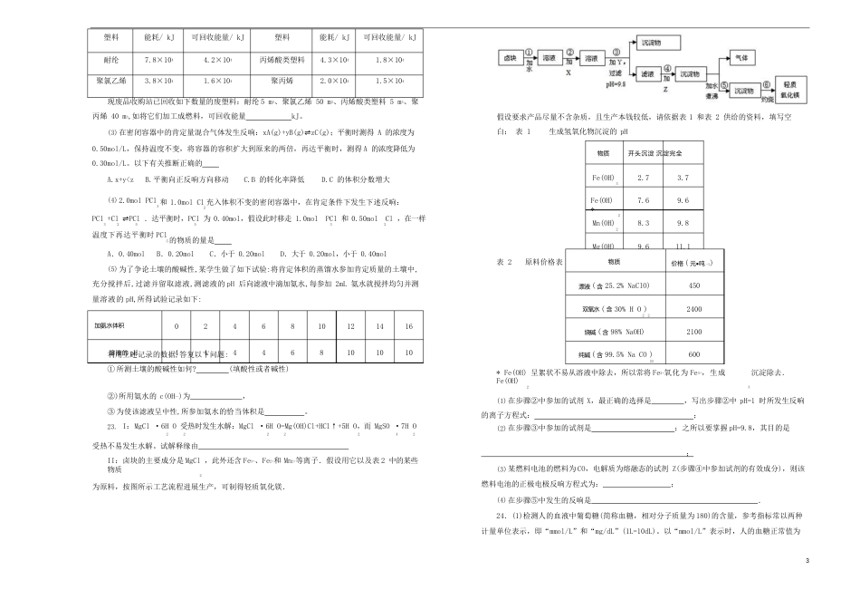 吉林省实验中学2023年届高三化学上学期第四次模拟考试试题(含解析)_第3页
