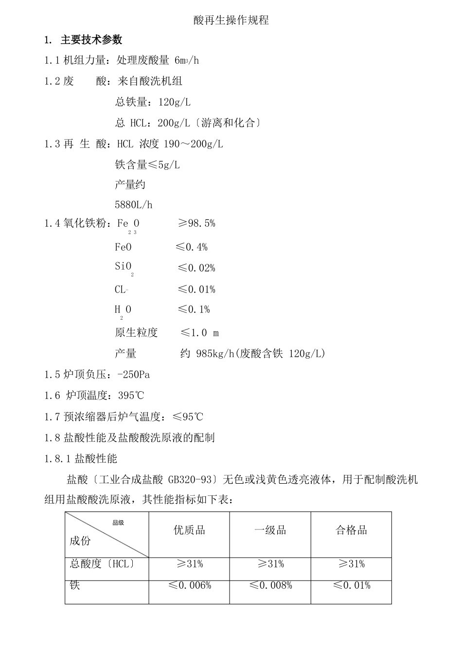 酸再生操作规程_第1页