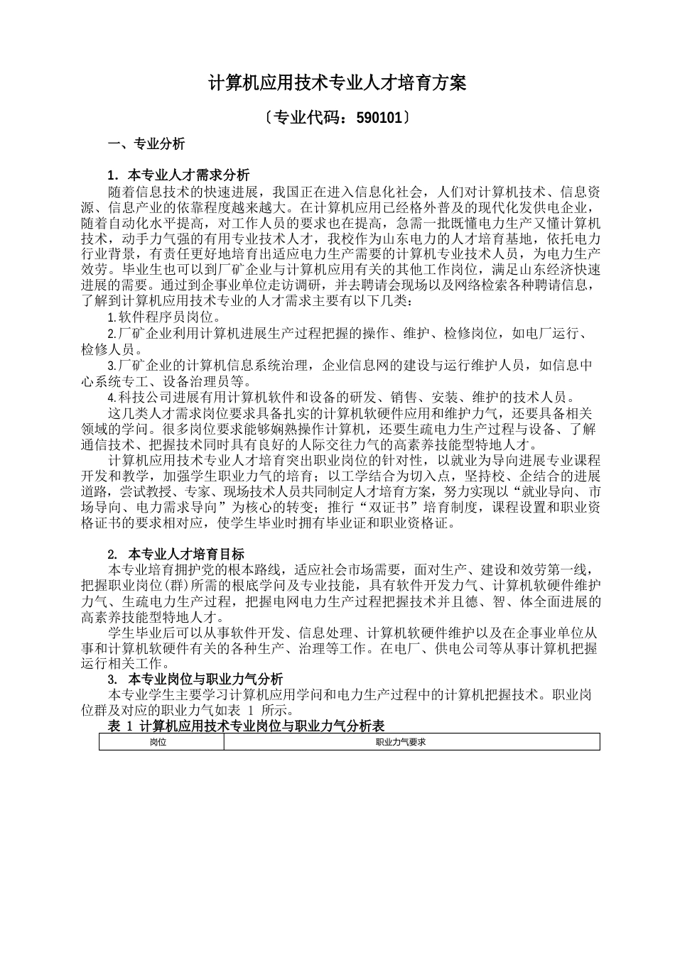 计算机应用技术专业人才培养方案_第1页