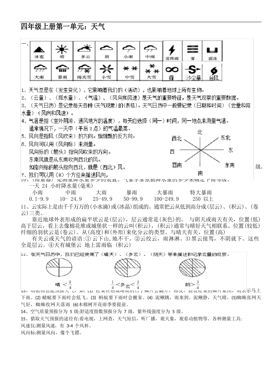 四年级科学上下册级知识点_第1页