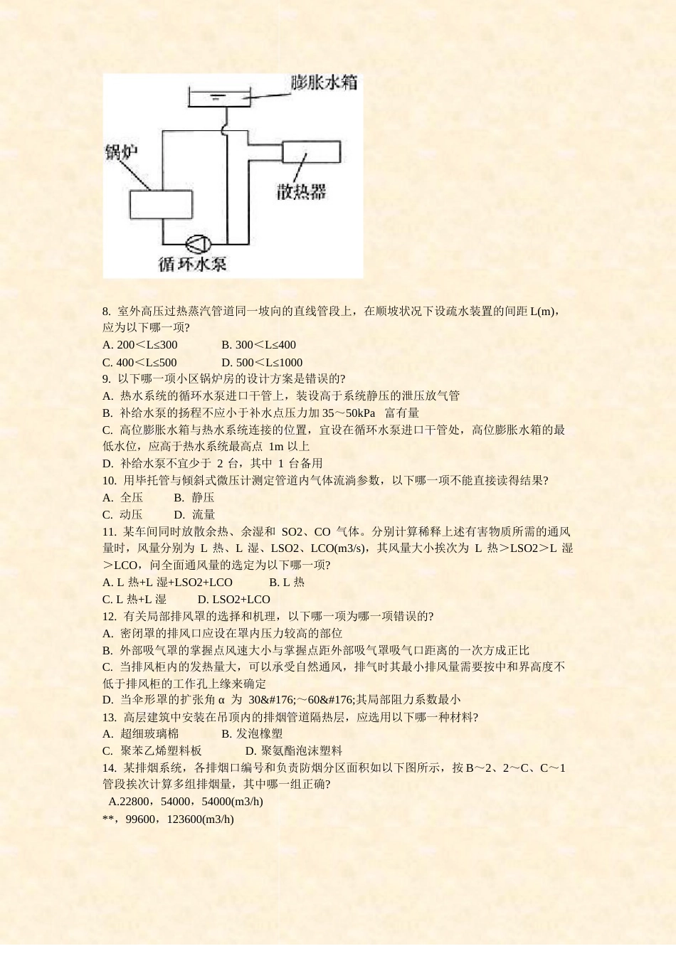 全国注册公用设备工程师(暖通空调)职业资格考试专业知识(下)题无答案(455)_第3页