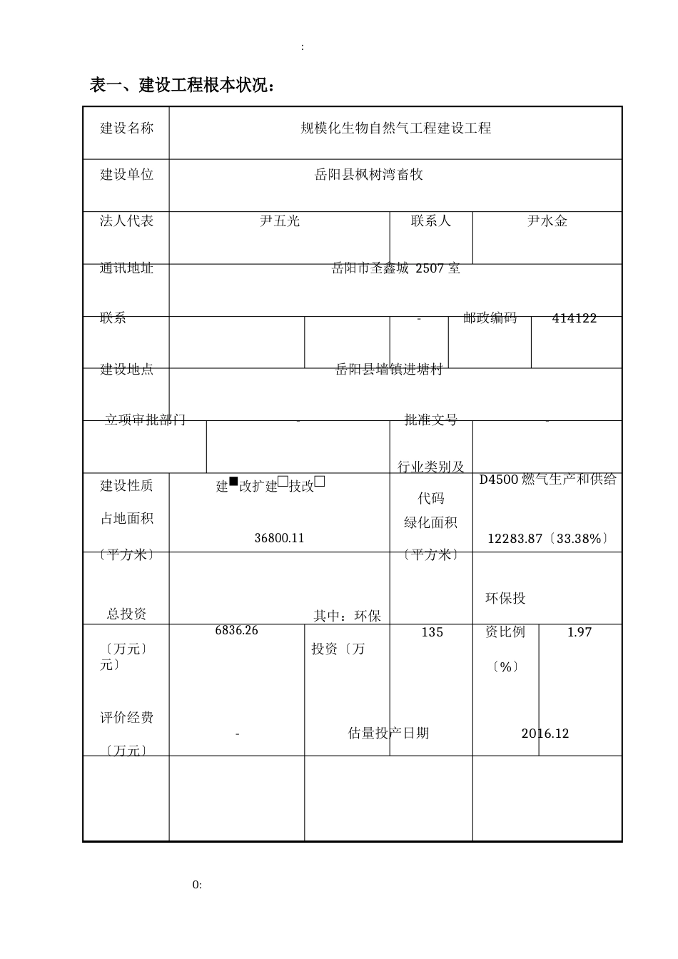 规模化生物天然气工程建设环境影响报告表情况公示环境影响评价报告_第1页