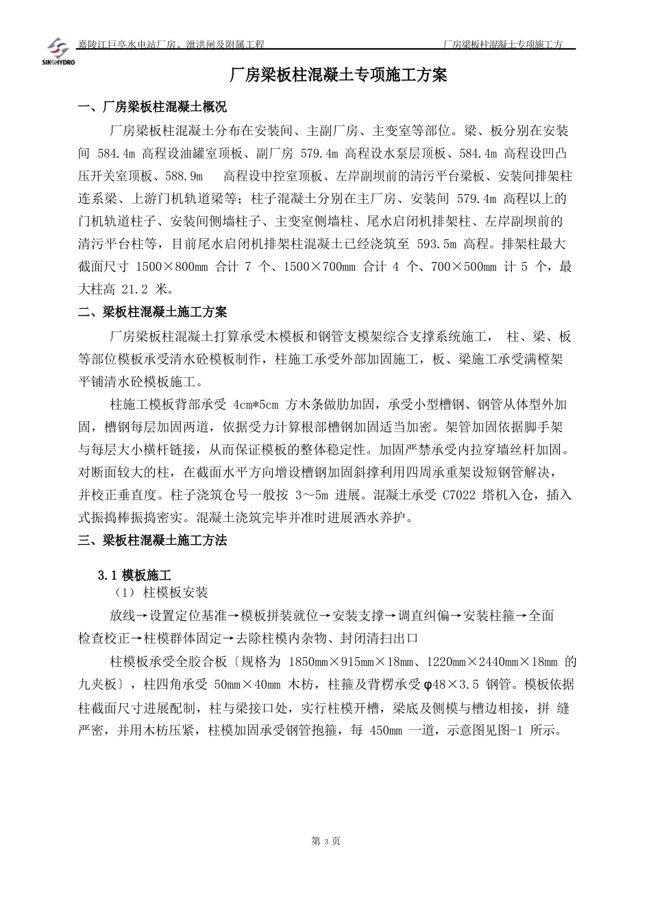 厂房梁板柱专项施工方案_第1页