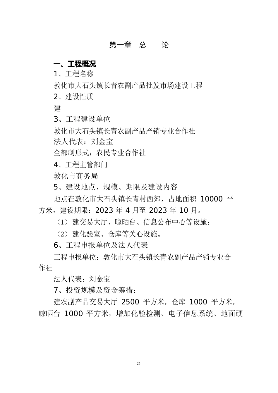 长青村农产品批发市场建设项目可行性研究报告_第1页