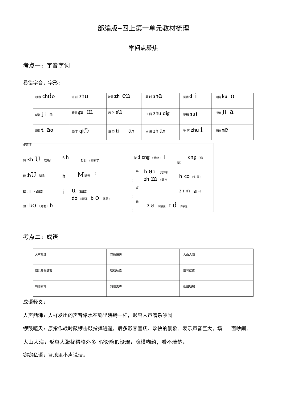 部编版四年级上册语文素材：第13单元教材梳理_第1页