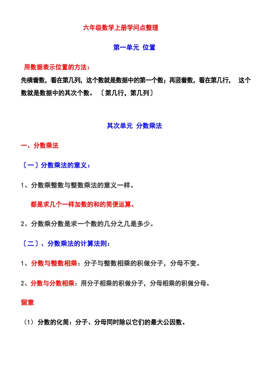 六年级上册数学知识点归纳_第1页