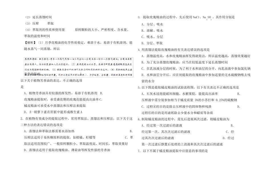 高考生物考点一遍过考点植物芳香油的提取(含解析)_第2页