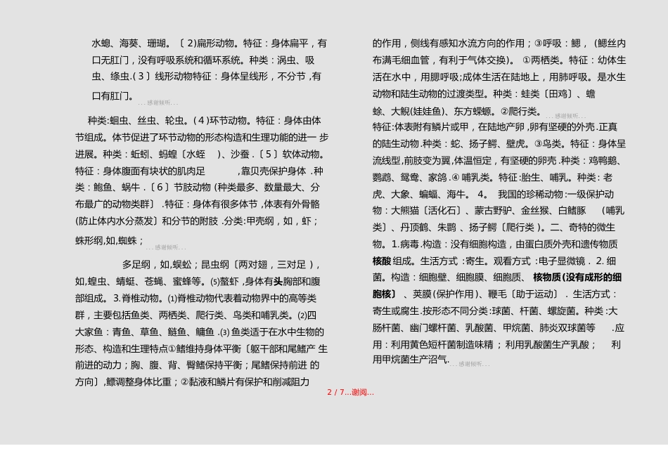 八年级上册生物知识点总结(课件)_第2页