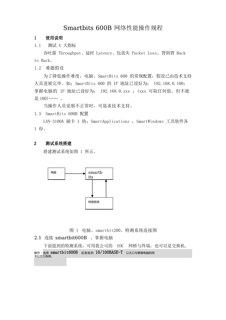 smartbits600B网络性能分析仪操作规程_第1页