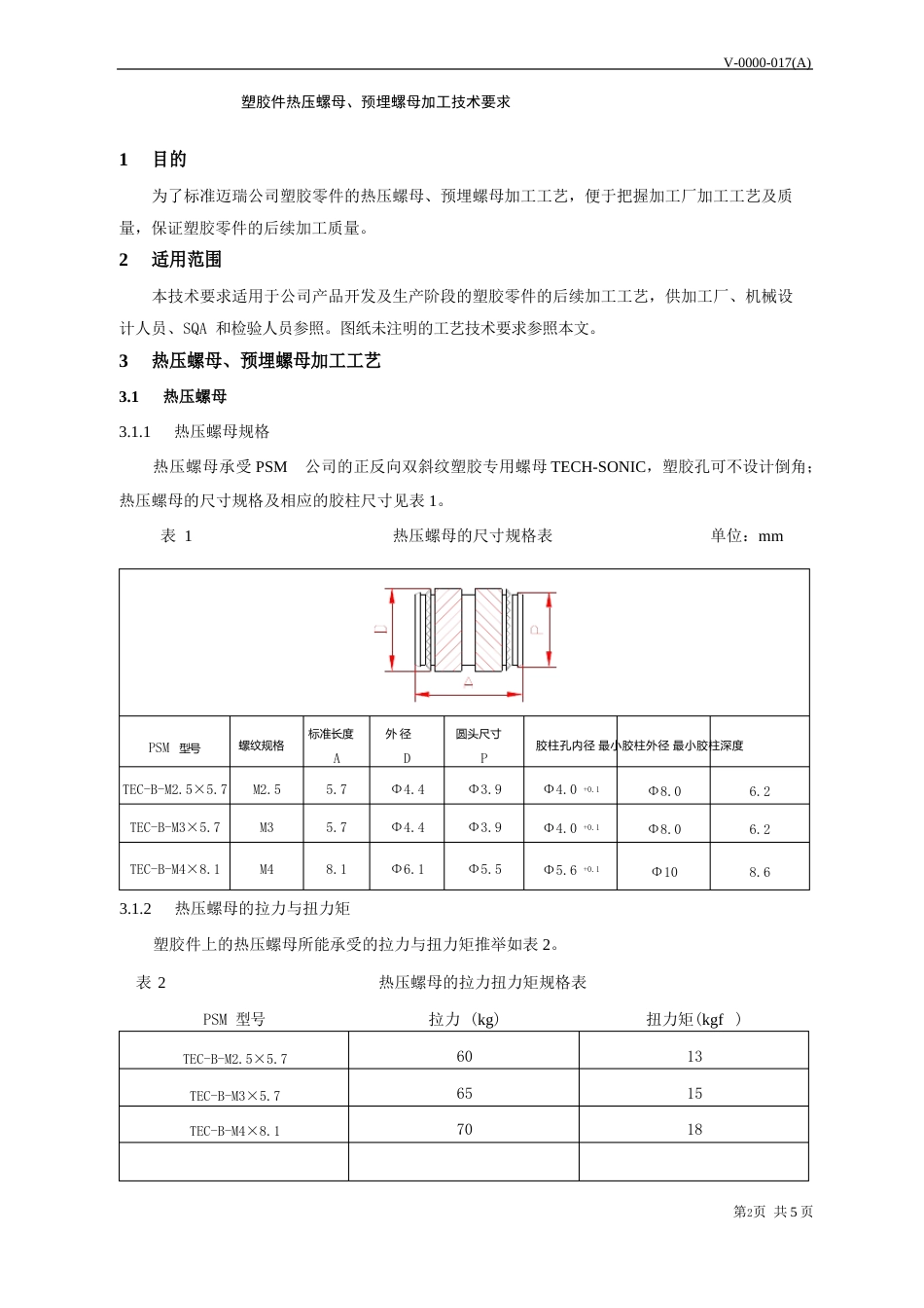 塑胶件热压螺母、预埋螺母加工技术要求_第2页