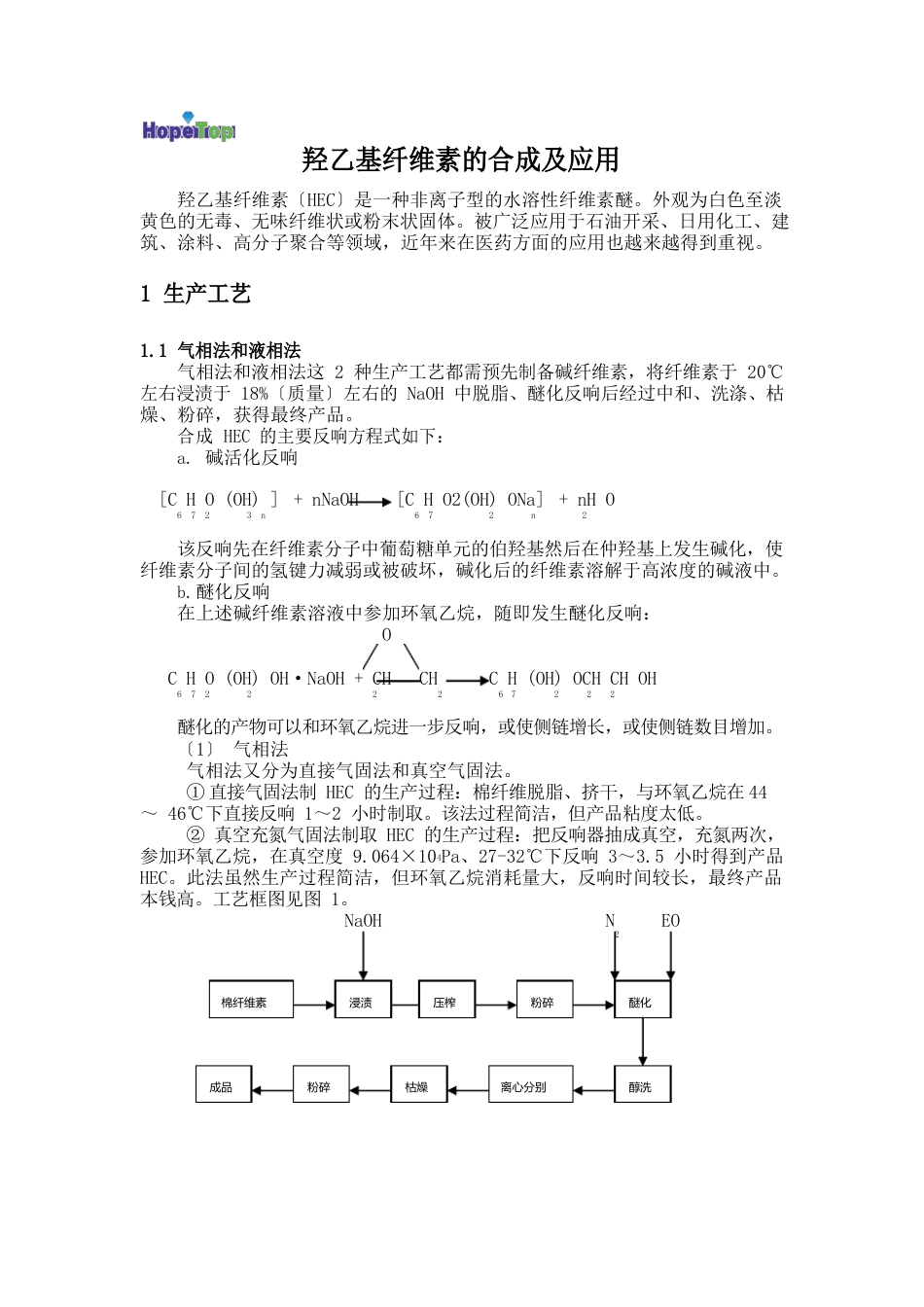 羟乙基纤维素的合成及应用_第1页