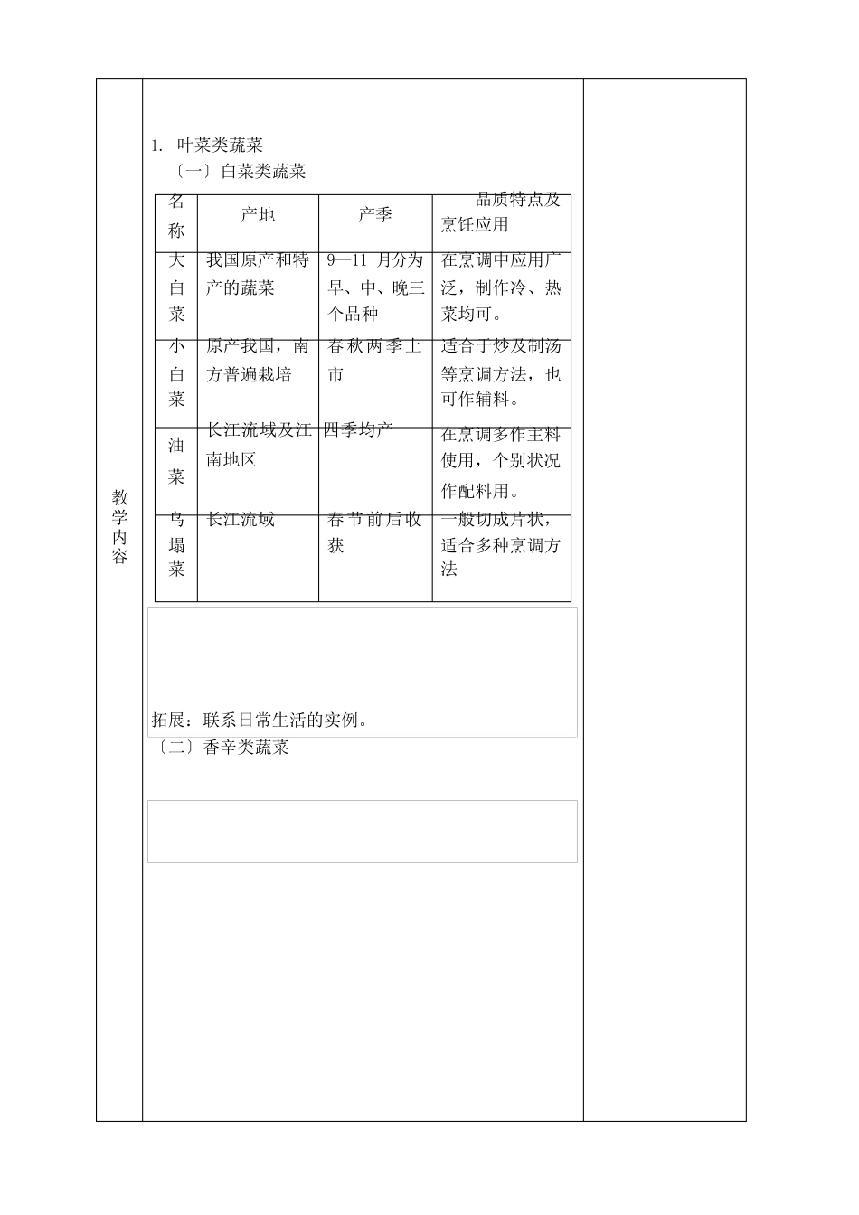 中职烹饪原料知识教案：主配原料——蔬菜类常用蔬菜原料种类_第2页