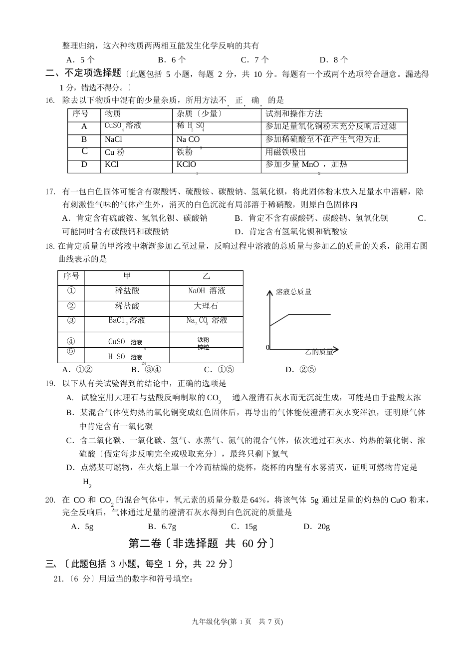 扬州市江都区十校联谊2022年化学中考第二次模拟试卷及答案_第3页