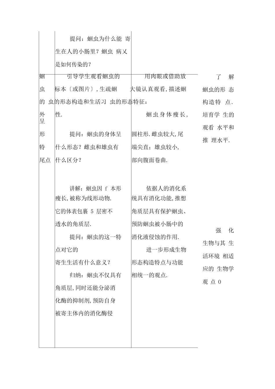 新人教版八年级上册生物教案线形动物和环节动物_第3页