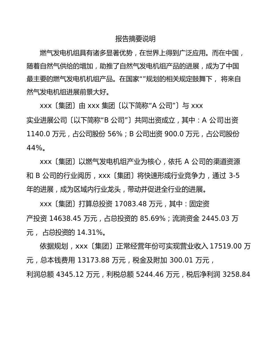 合肥成立燃气发电机组公司可行性报告_第2页