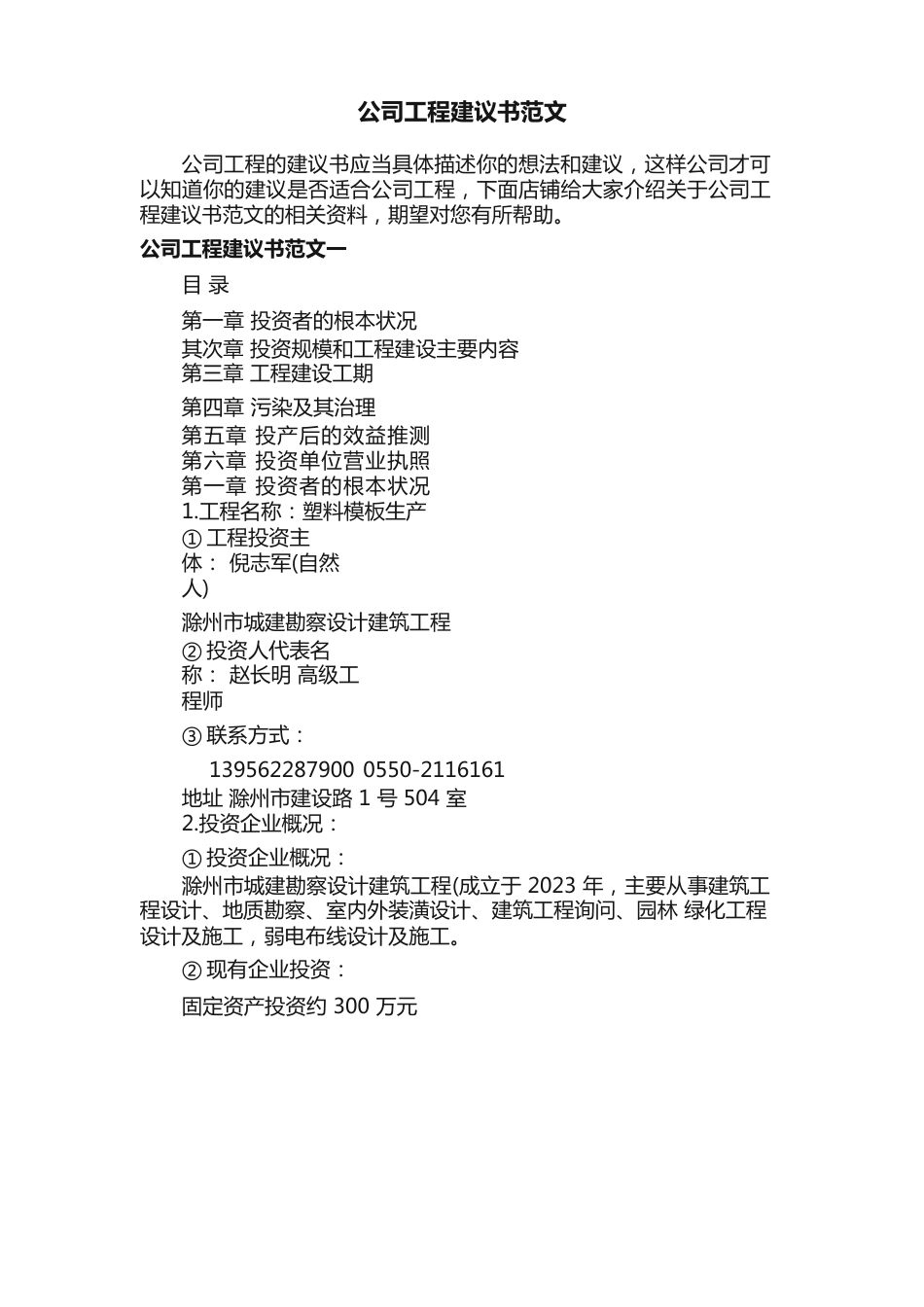 公司项目建议书范文_第1页