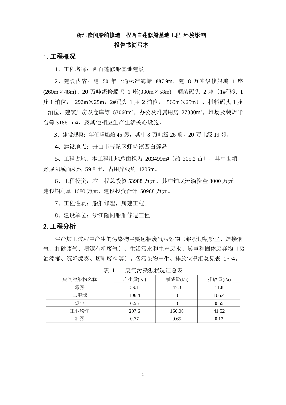 浙江隆闻船舶修造工程有限公司西白莲修船基地项目_第1页