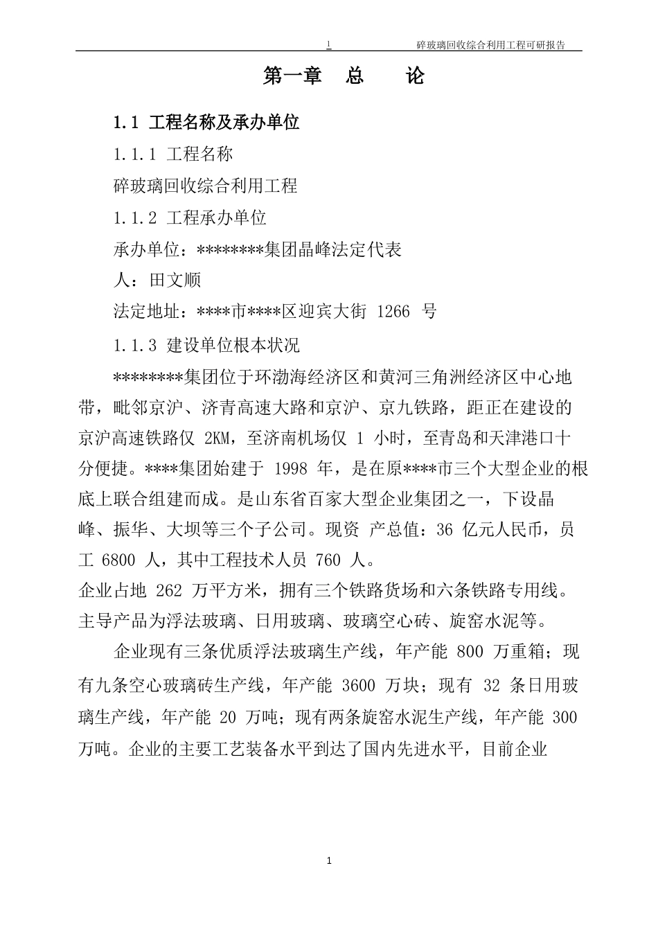 碎玻璃回收综合利用项目可行性研究报告书本_第1页