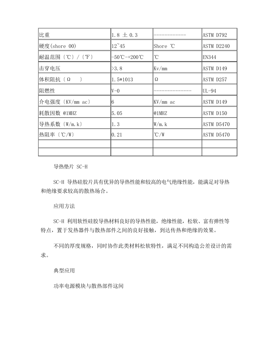 导热垫片SCF绝缘垫片导热硅胶片参数说明_第2页