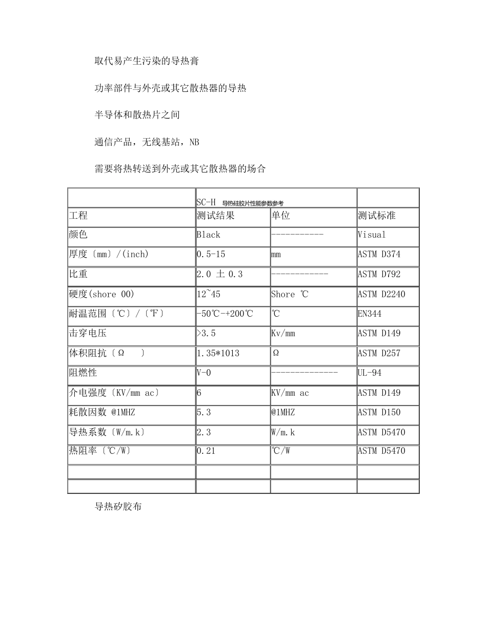 导热垫片SCF绝缘垫片导热硅胶片参数说明_第3页