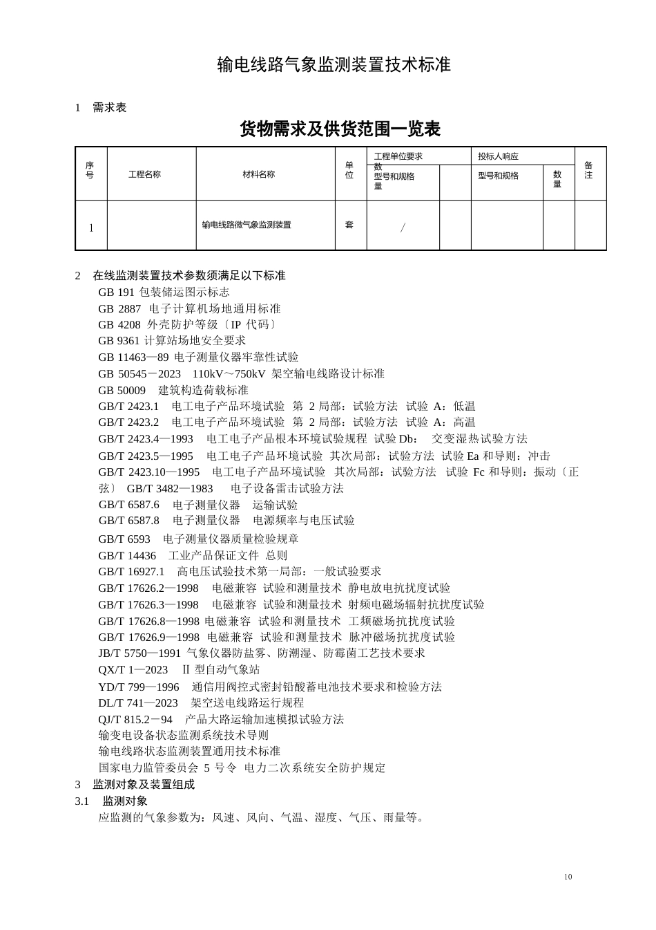 架空输电线路微气象在线监测装置(技术协议)(2022年12月)_第2页