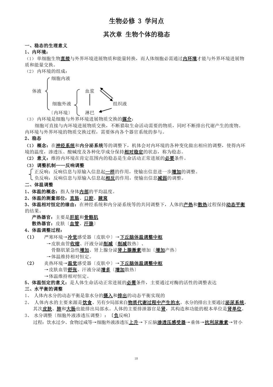 必修3稳态知识点_第1页