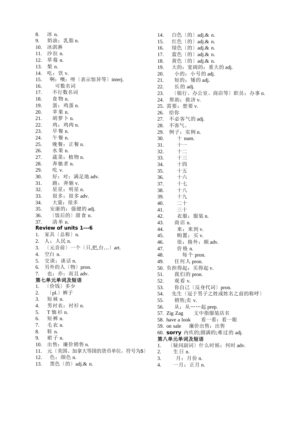 七年级上册英语单词默写及知识点归纳_第3页