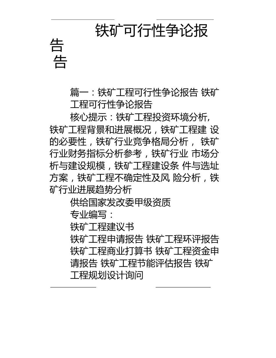 铁矿可行性研究报告_第1页