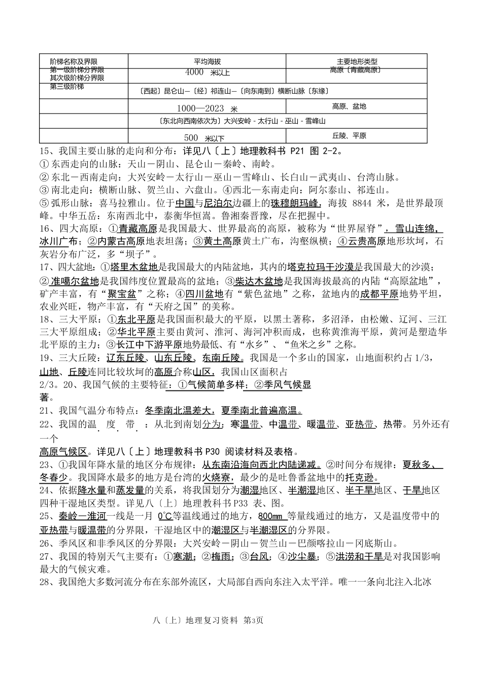 星球版地理八年级上册知识点归纳_第2页