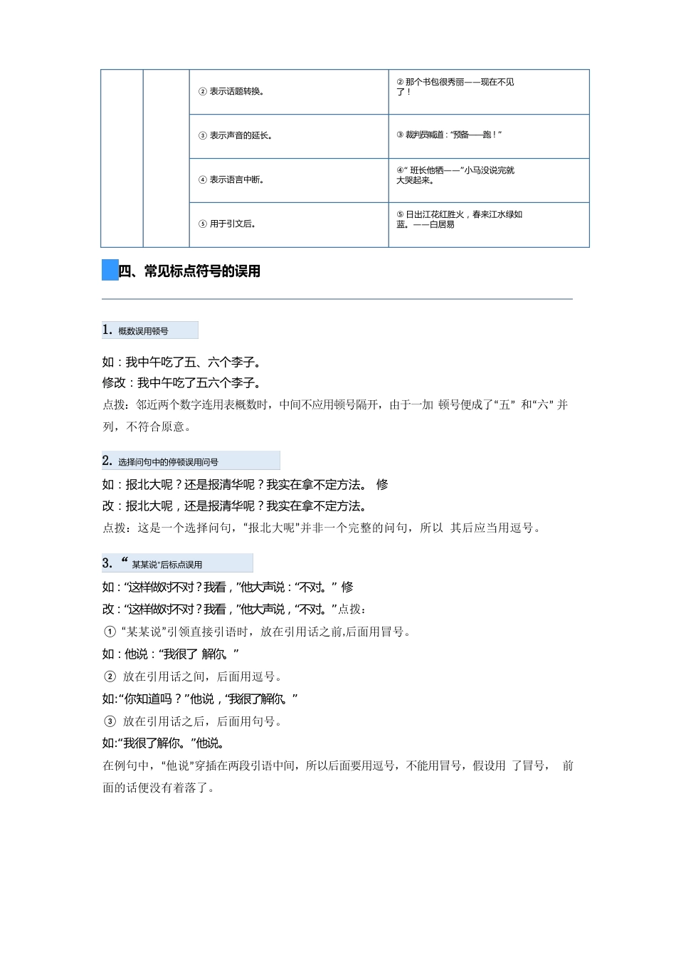 人教部编版四年级语文寒假衔接知识点讲练测专题专题04标点符号及作用_第3页