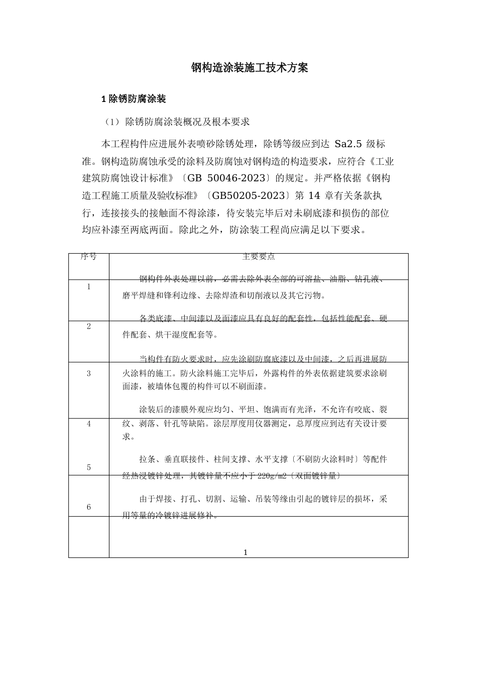 钢结构涂装施工技术方案_第1页