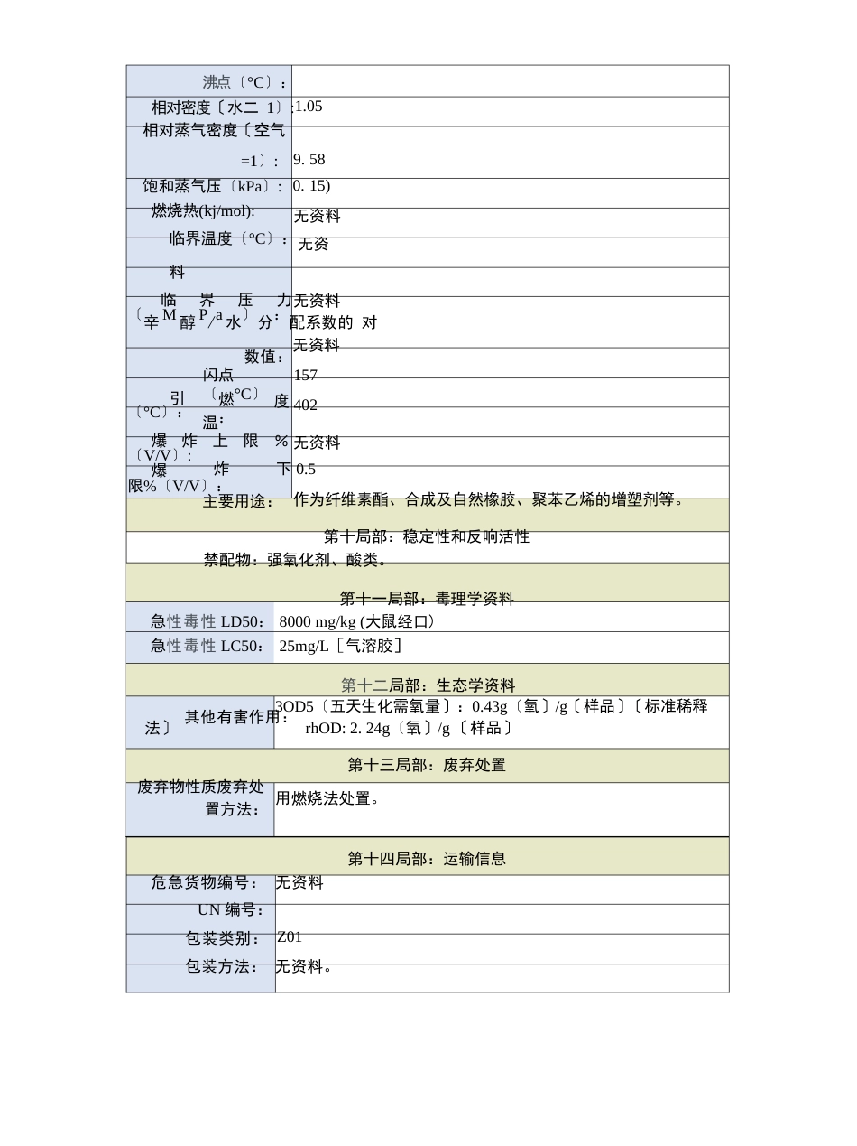 邻苯二甲酸二丁酯安全技术说明书_第3页