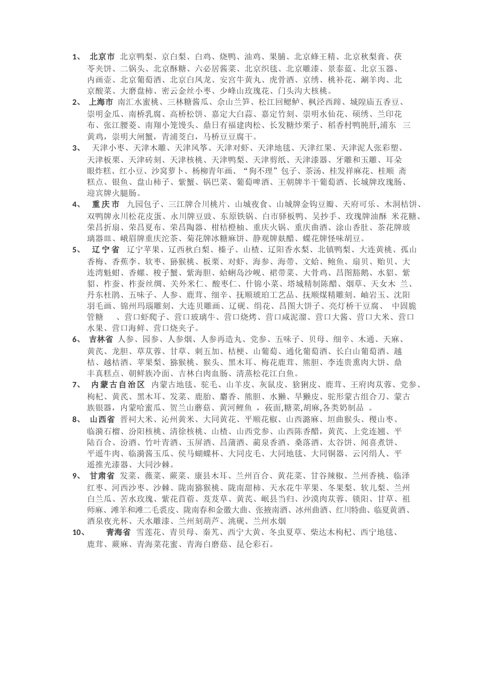 特产一览表_第1页