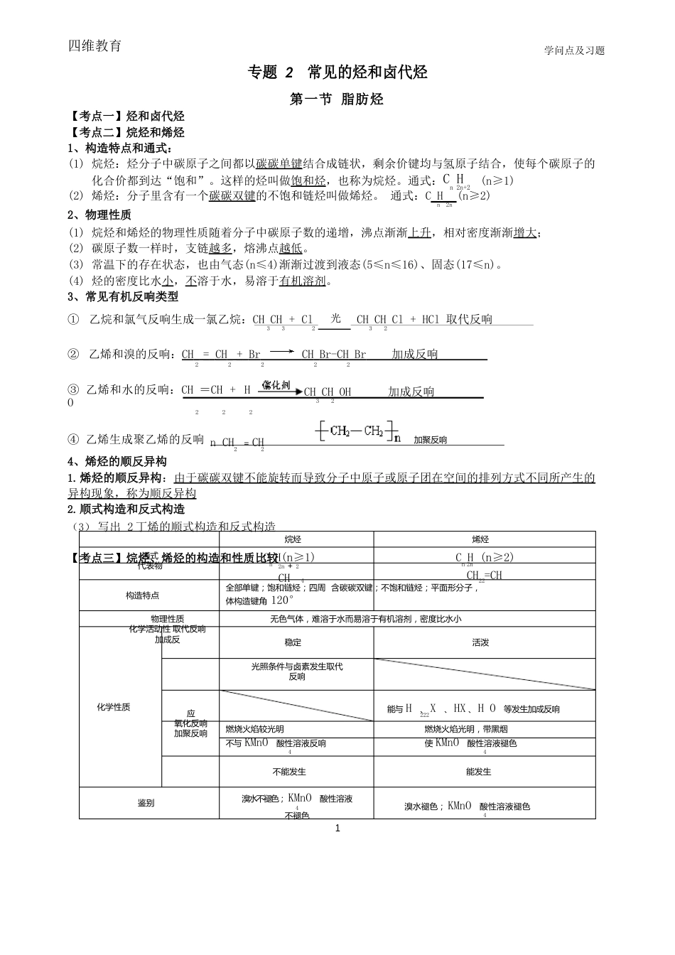 高二脂肪烃_第1页