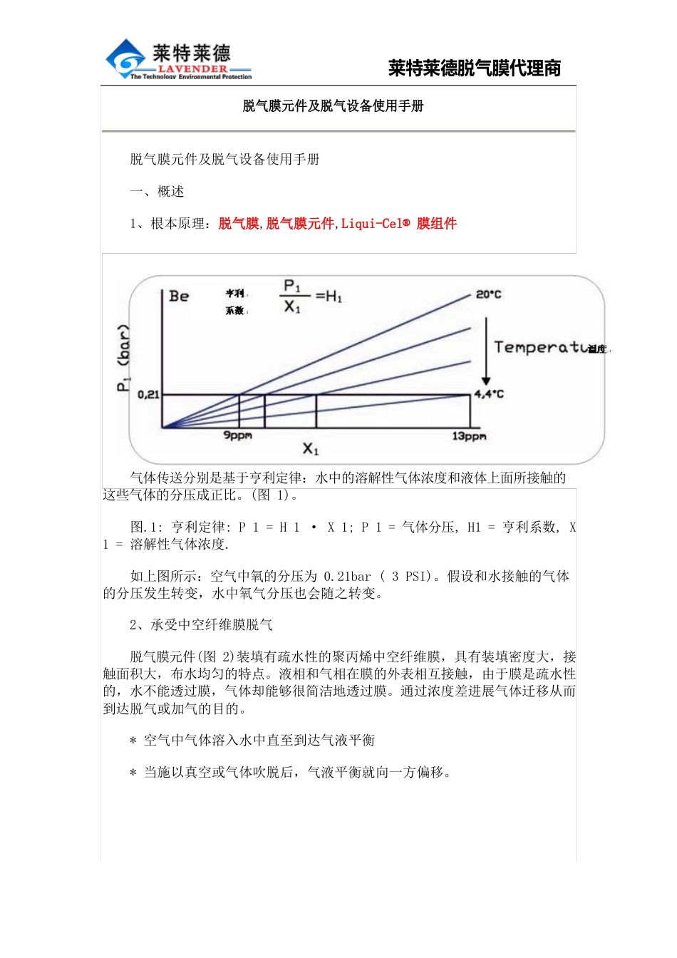 脱气膜元件及脱气设备使用手册_第1页