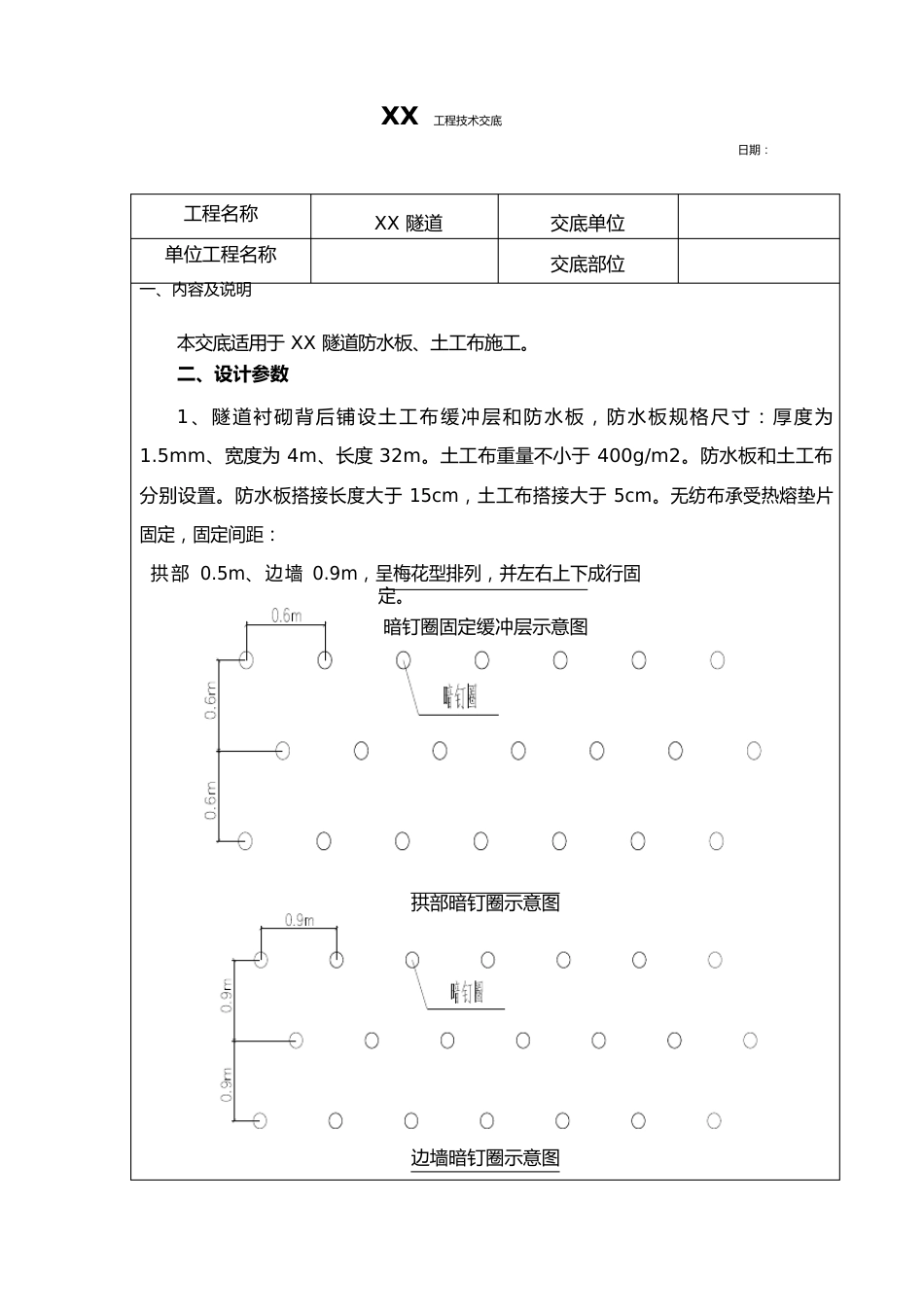 隧道防水板、土工布施工技术交底_第1页