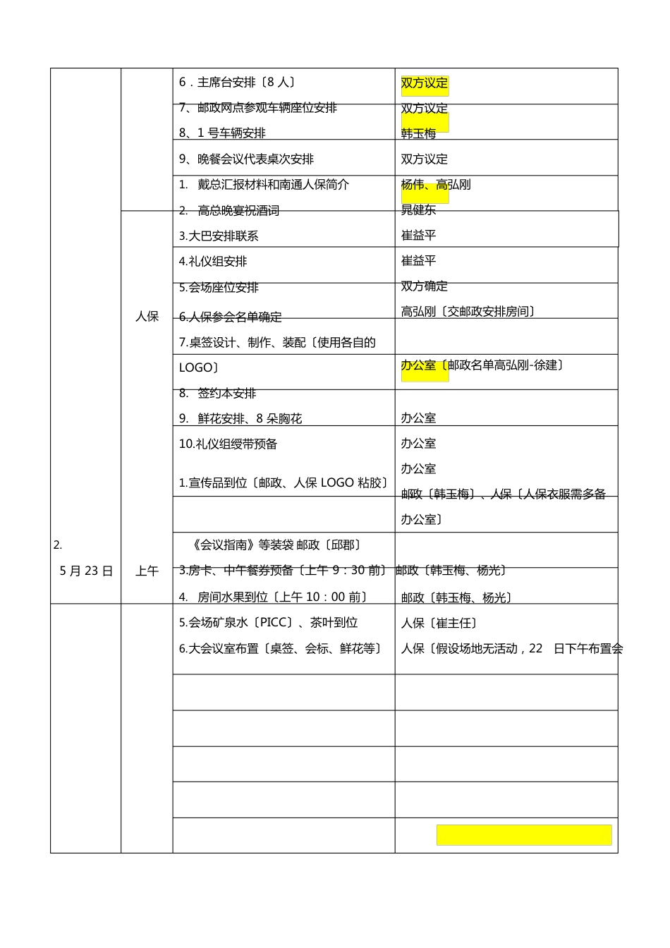 会务工作安排表_第2页