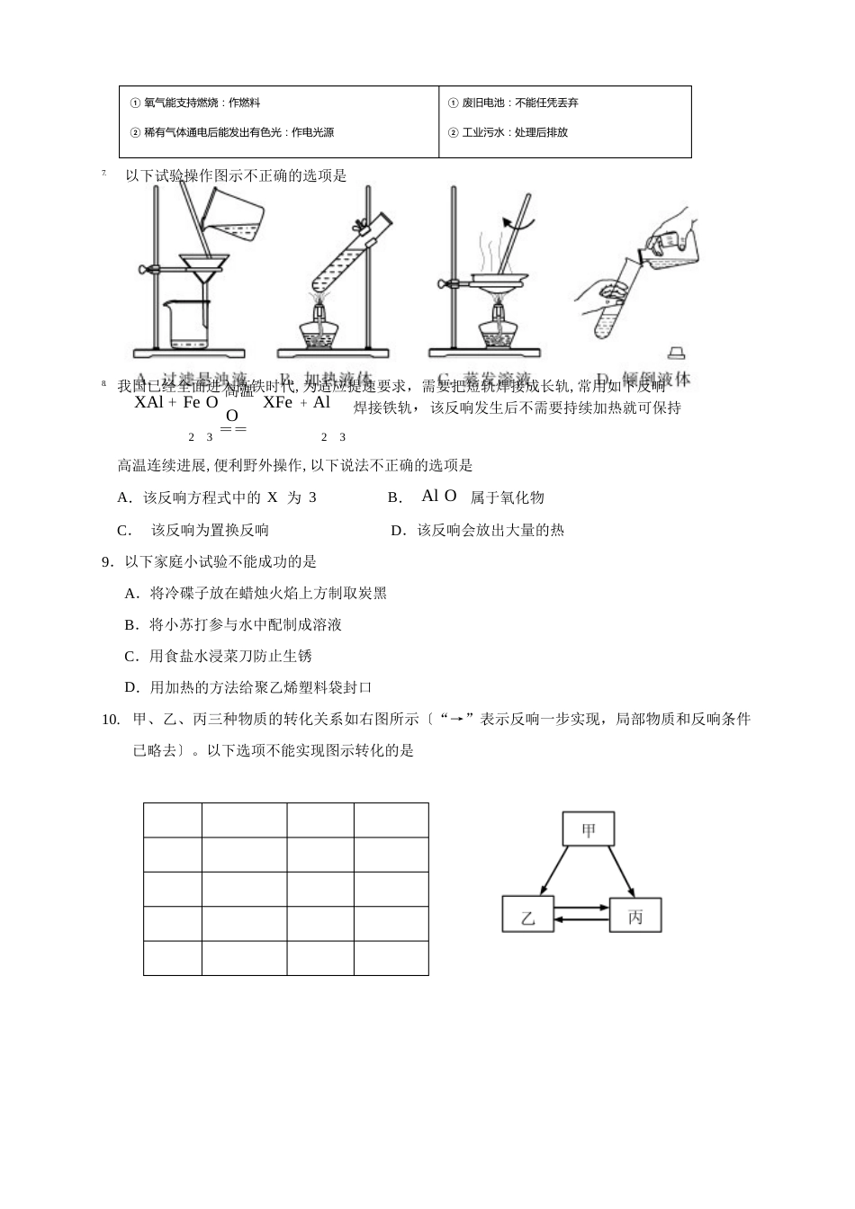 江苏省无锡市丁蜀学区2023年届九年级下学期第一次模拟考试化学试题_第2页