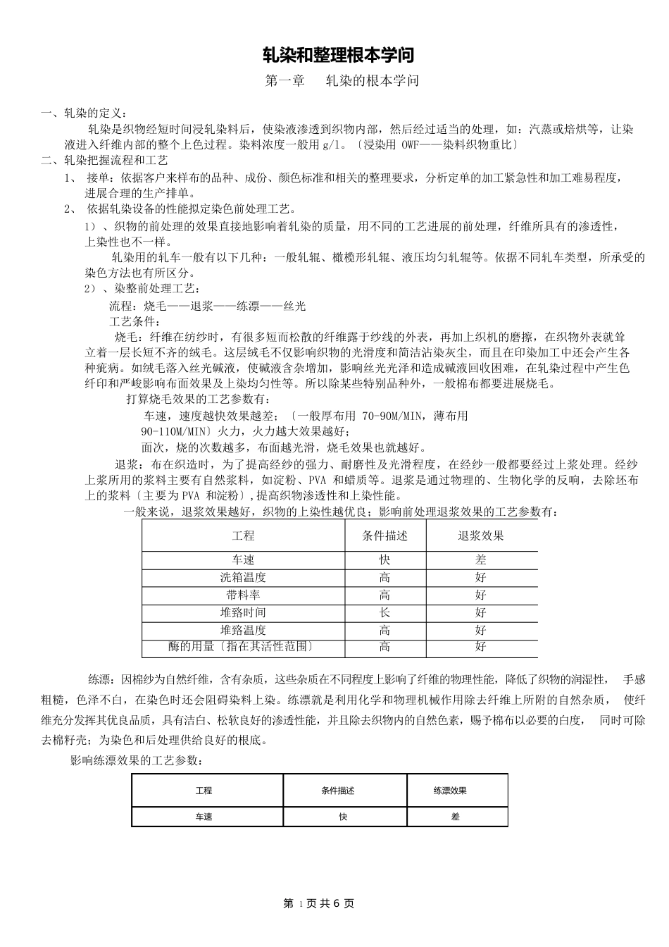 梭织面料轧染和整理基本知识_第1页